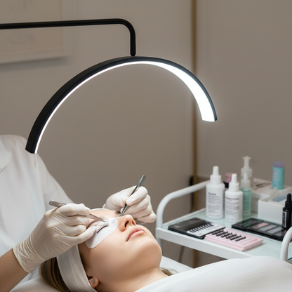 Lampa half moon podczas zabiegu stylizacji rzęs